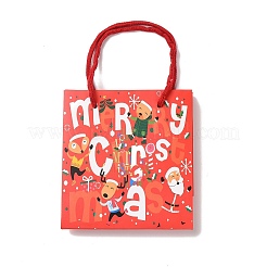 Christmas Santa Claus Print Paper Gift Bags with Nylon Cord Handle&nbsp;CARB-K003-01C-01