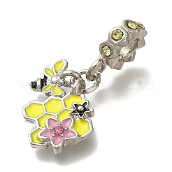 Rack Plating Alloy Rhinestone European Dangle Charms&nbsp;PALLOY-P307-03P