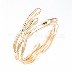 Brass Wave Open Cuff Ring for Women&nbsp;RJEW-T001-94G