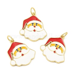 Christmas Rack Plating Brass Enamel Pendants&nbsp;KK-D037-03C-G
