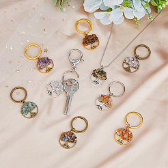 3 Sets 3 Colors Tibetan Style Alloy & Natural Mixed Gemstone Chips Pendant Keychain&nbsp;KEYC-FH0001-44