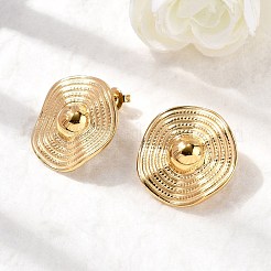 304 Stainless Steel Wavy Flat Round Stud Earrings&nbsp;EJEW-K268-53A-G