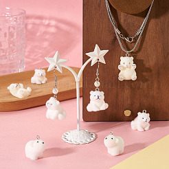 6Pcs 3 Styles Flocky Opaque Resin Pendants&nbsp;RESI-TA0005-34