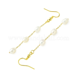 Natural Cultured Freshwater Pearl Beads & Brass Dangle Earrings for Women&nbsp;EJEW-TA00554