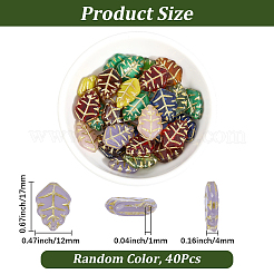 40Pcs Leaf Glass Beads&nbsp;GLAA-PA0001-55
