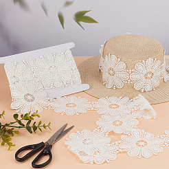 4 Yards Flower Polyester Embroidery Lace Ribbon&nbsp;OCOR-MA0001-41A