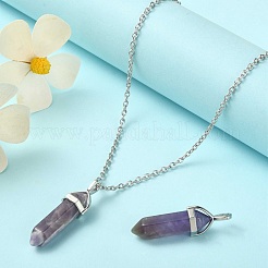 2Pcs Natural Amethyst Double Terminated Pointed Pendants&nbsp;G-YW0002-05B