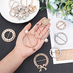 14Pcs 14 Style Alloy Resin Imitation Pearl Buckles&nbsp;JEWB-PH0001-21