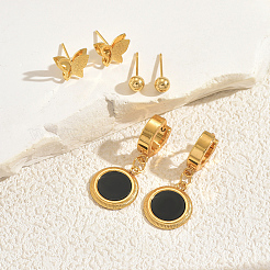 3 Pairs Stainless Steel Stud Earring & Hoop Earring Sets&nbsp;YE7662