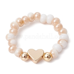Electroplated Glass Beads Stretch Rings&nbsp;RJEW-JR00598