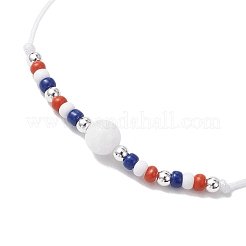 Independence Day Glass Seed Beads Braided Bead Bracelets&nbsp;BJEW-MZ00179-02