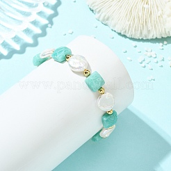 Natural Amazonite & Keshi Pearl Beaded Bracelets for Women&nbsp;BJEW-JB14007-01