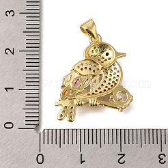 Rack Plating Brass Micro Pave Cubic Zirconia Robin Bird Pendants&nbsp;ZIRC-F142-10G