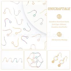 56Pcs 4 Colors 304 Stainless Steel Earring Hooks&nbsp;STAS-UN0054-21