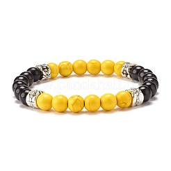 Round Synthetic Turquoise(Dyed) Beaded Stretch Bracelet for Women&nbsp;BJEW-JB07531