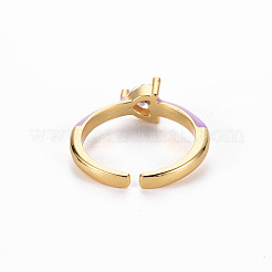 Brass Enamel Cuff Rings&nbsp;RJEW-T016-31C-NF