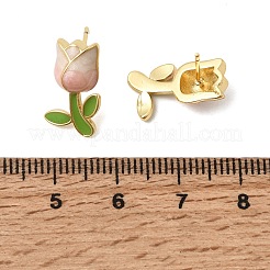 Flower Brass Stud Earrings&nbsp;EJEW-K324-03G-02