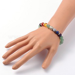 Buddha Head Gemstone Beaded Stretch Bracelets&nbsp;BJEW-JB01862-02