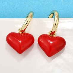 Brass Enamel Dangle Stud Earrings for Women&nbsp;EJEW-G430-03G