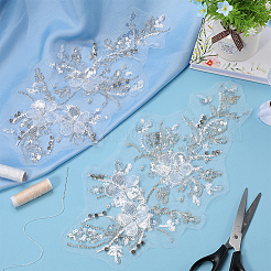 Flower Gauze & Sequin Embroidery Ornament Accessories&nbsp;DIY-WH0430-464B