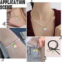 60Pcs 6 Styles Transparent Two Tone Spray Painted Glass Pendants&nbsp;PALLOY-YW00187