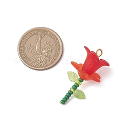 8Pcs Glass Seed Beaded Flower Pendants&nbsp;PALLOY-MZ01195
