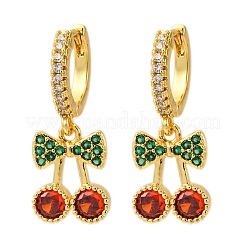 Brass Micro Pave Cubic Zirconia Hoop Earrings&nbsp;EJEW-D322-11G-01