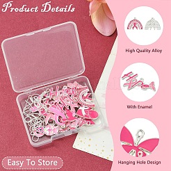 DIY Pink Awareness Ribbon Alloy Enamel Dangle Earring Making Kits&nbsp;DIY-YW0010-56