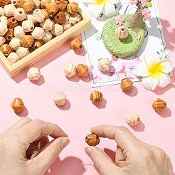 100Pcs 2 Colors Bicone Unfinished Natural Wood Beads&nbsp;WOOD-CJ0002-71
