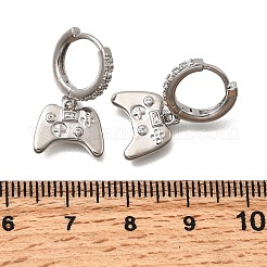 Brass Micro Pave Cubic Zirconia Hoop Earrings&nbsp;EJEW-P322-14P