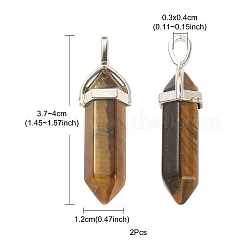2Pcs Natural Tiger Eye Double Terminated Pointed Pendants&nbsp;G-YW0002-05A