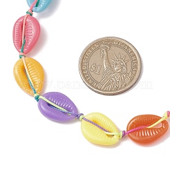 Summer Opaque Plastic Imitation Cowrie Shell Shape Braided Bead Adjustable Necklaces&nbsp;NJEW-JN05178