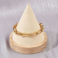 304 Stainless Steel Figaro Chain Bracelets for Women&nbsp;BJEW-Z143-06G