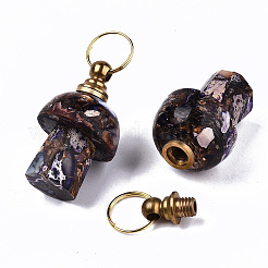 Assembled Synthetic Bronzite and Imperial Jasper Openable Perfume Bottle Pendants&nbsp;LS-G-S366-057E