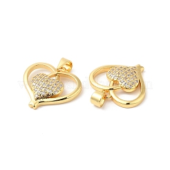 Brass Micro Pave Clear Cubic Zirconia Pendants&nbsp;ZIRC-L103-044G
