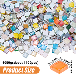 Square Glass Mosaic Cabochons&nbsp;GLAA-WH0033-142