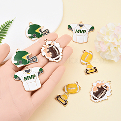 8Pcs 4 Styles Rugby Theme Alloy Enamel Pendants&nbsp;ENAM-YW0004-63