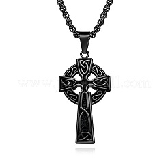 304 Stainless Steel Viking Knot Cross Pendant Necklaces for Men&nbsp;FS-WGF47B5-03