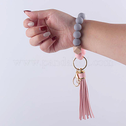 1Pcs Silicone Round Beaded Keychain Wristlet&nbsp;AJEW-CL0001-11C