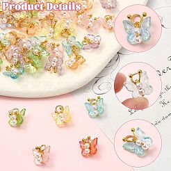 50Pcs Transparent Acrylic with ABS Plastic Pearl Charms&nbsp;PALLOY-CJ00181