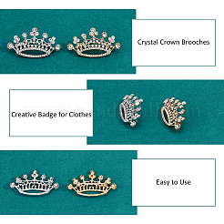 6Pcs 2 Colors Crown Alloy Crystal Rhinestone Brooch&nbsp;JEWB-FH0001-67