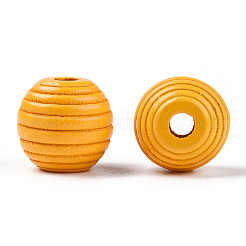 Painted Natural Wood Beehive Beads&nbsp;WOOD-S049-04B-09