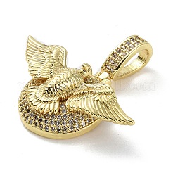 Rack Plating Brass Micro Pave Clear Cubic Zirconia Pendants&nbsp;KK-K341-51G
