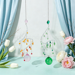 2Pcs 2 Colors Glass Teardrop Hanging Suncatchers&nbsp;HJEW-OC0001-52
