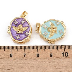 Brass Micro Pave Clear Cubic Zirconia Locket Pendants&nbsp;KK-P335-07G