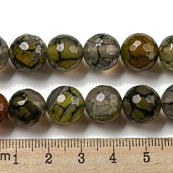 Faceted Natural Dragon Veins Agate Beads Strands&nbsp;G-F447-12mm-L07