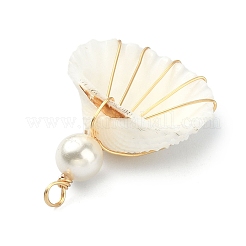 Natural Shell Copper Wire Wrapped Pendants&nbsp;PALLOY-TA00078-02