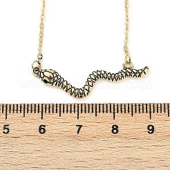 Brass Pave Black Cubic Zirconia Snake Pendant Necklaces&nbsp;NJEW-D320-02ASG