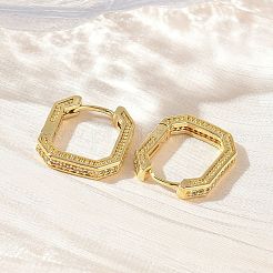 Brass Micro Pave Cubic Zirconia Hoop Earrings&nbsp;KK-CBA98BA-12G