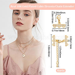 4Pcs Brass Micro Pave Clear Cubic Zirconia Chain Extender&nbsp;KK-BBC0013-57